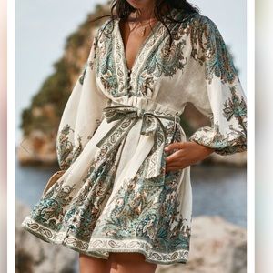 zimmermann brighton linen dress AU 2/US 6-8